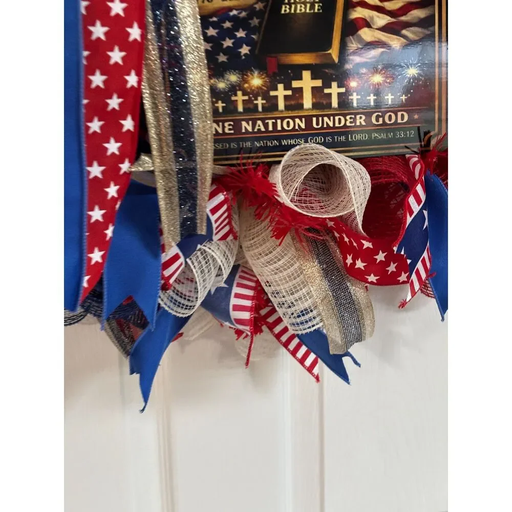 Celebrating 250th Birthday America, Patriotic Wreath, Americana